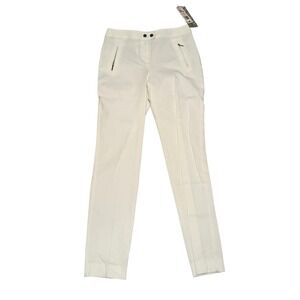 Alfani Slim Leg Pants Womens 2 White Cotton Blend Zip Pocket Trousers 2120BWT194